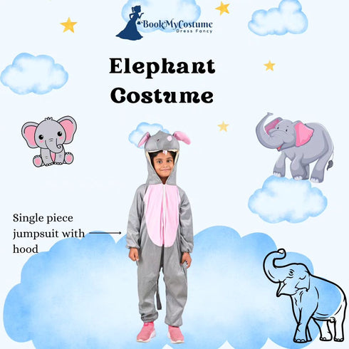 Book My Costume Elephant Haathi Giant Animal Fancy Dress Costume for Kids & Adult